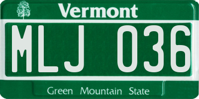 VT license plate MLJ036