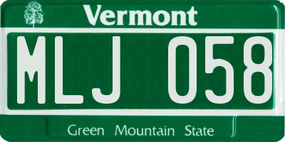 VT license plate MLJ058