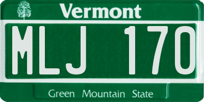 VT license plate MLJ170