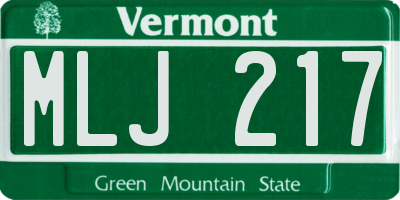 VT license plate MLJ217