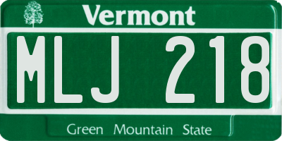 VT license plate MLJ218