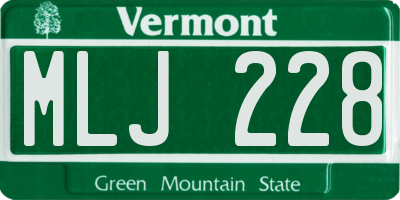 VT license plate MLJ228
