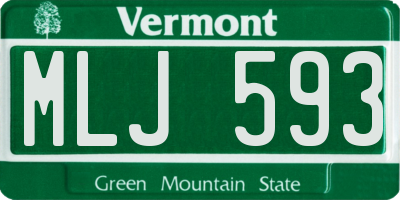 VT license plate MLJ593