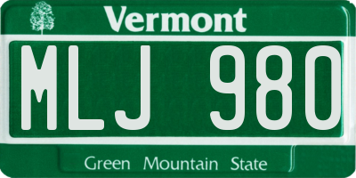 VT license plate MLJ980