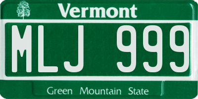 VT license plate MLJ999