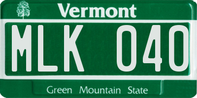 VT license plate MLK040