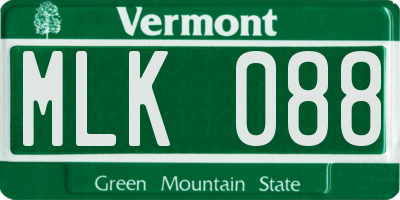 VT license plate MLK088