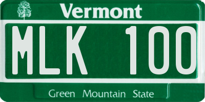 VT license plate MLK100