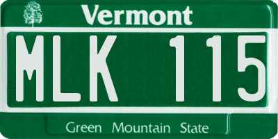 VT license plate MLK115