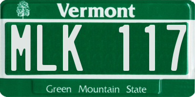 VT license plate MLK117