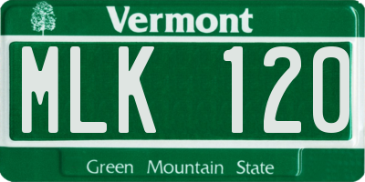 VT license plate MLK120