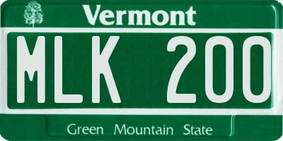 VT license plate MLK200