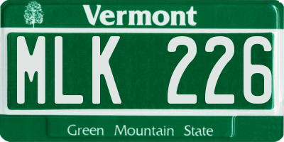 VT license plate MLK226