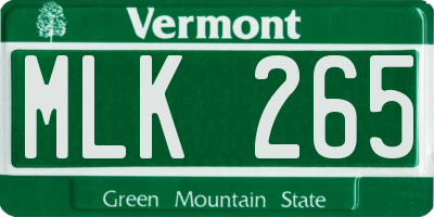 VT license plate MLK265
