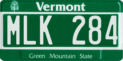 VT license plate MLK284