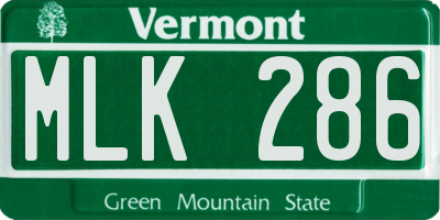 VT license plate MLK286