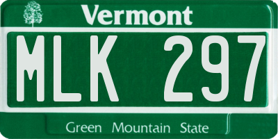 VT license plate MLK297