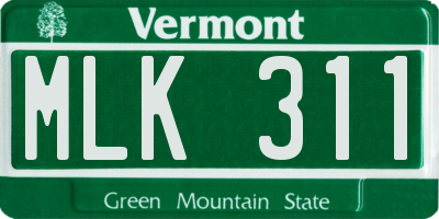 VT license plate MLK311