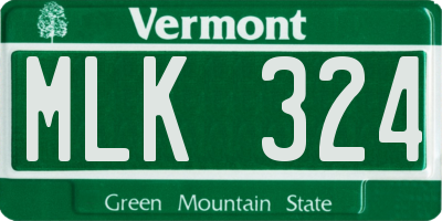 VT license plate MLK324