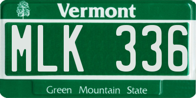 VT license plate MLK336
