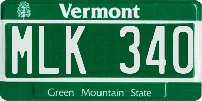 VT license plate MLK340