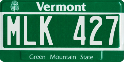 VT license plate MLK427