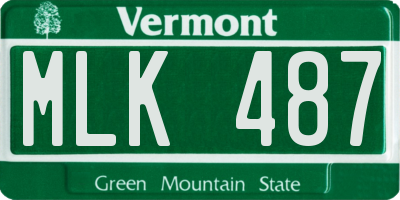 VT license plate MLK487