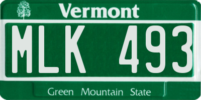 VT license plate MLK493