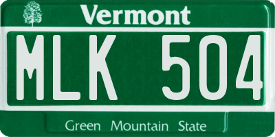 VT license plate MLK504