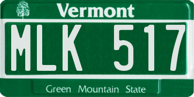 VT license plate MLK517