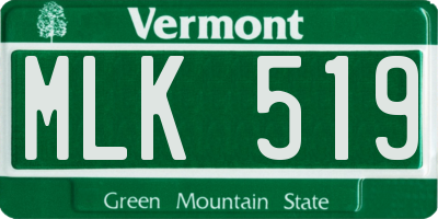 VT license plate MLK519
