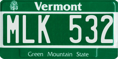 VT license plate MLK532