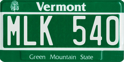 VT license plate MLK540