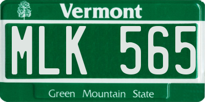 VT license plate MLK565