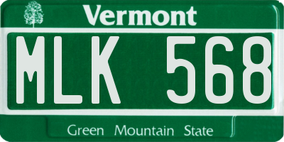 VT license plate MLK568