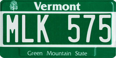 VT license plate MLK575