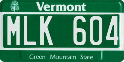 VT license plate MLK604