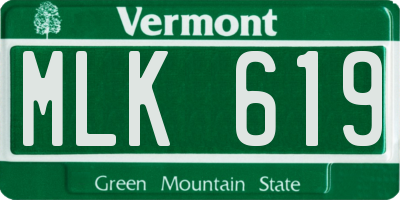 VT license plate MLK619