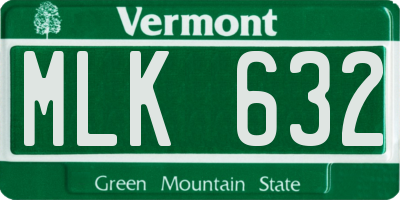 VT license plate MLK632