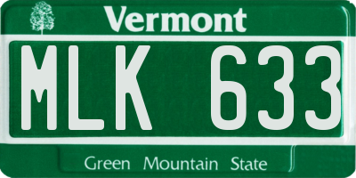 VT license plate MLK633