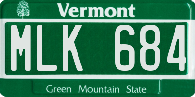 VT license plate MLK684