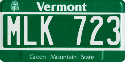 VT license plate MLK723