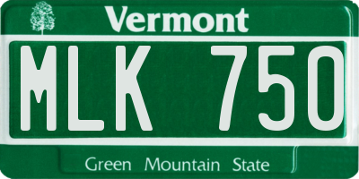 VT license plate MLK750