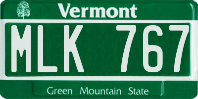 VT license plate MLK767