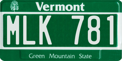 VT license plate MLK781