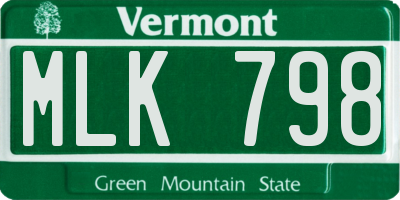 VT license plate MLK798