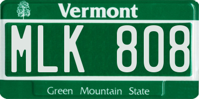 VT license plate MLK808