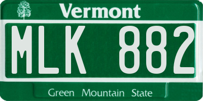 VT license plate MLK882
