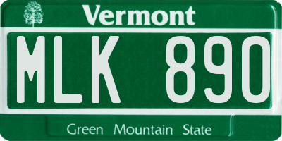 VT license plate MLK890