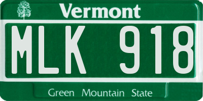 VT license plate MLK918